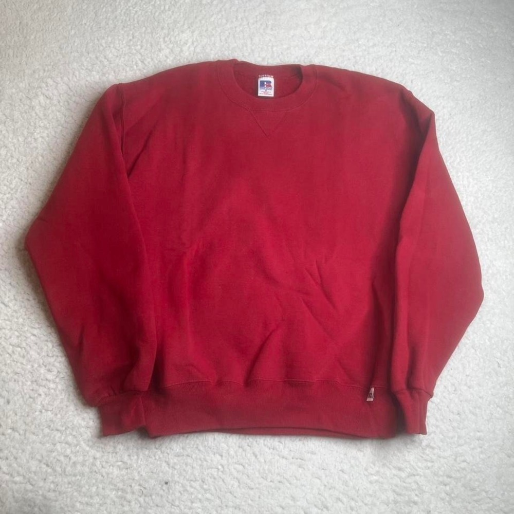 Vintage Russell athletic men's red crew neck sweatshirt USA comp M